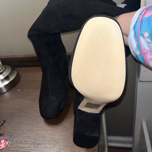 New WHBM White House Black Market Jaz Black Suede Over the Knee Boots Tall Sz 9 - Picture 7 of 13